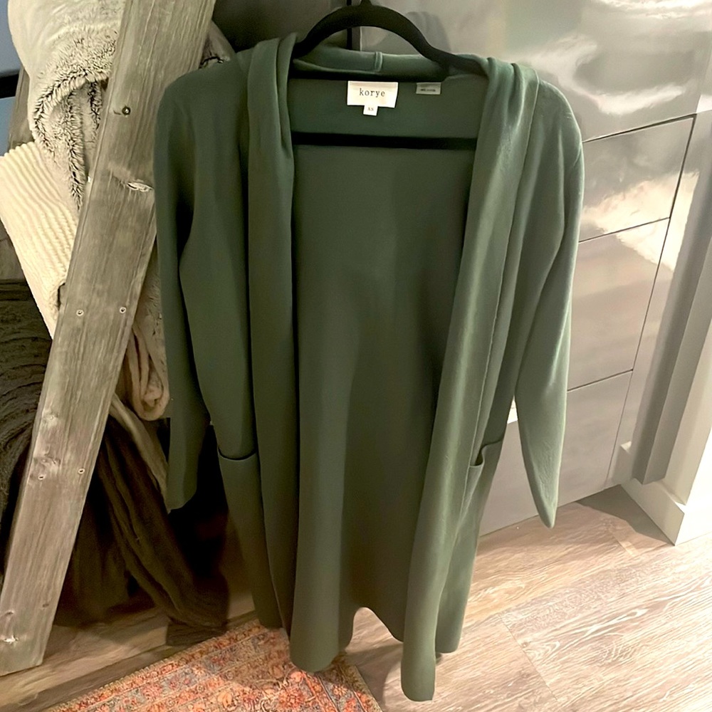 Korye XS forest green long hooded cardigan
